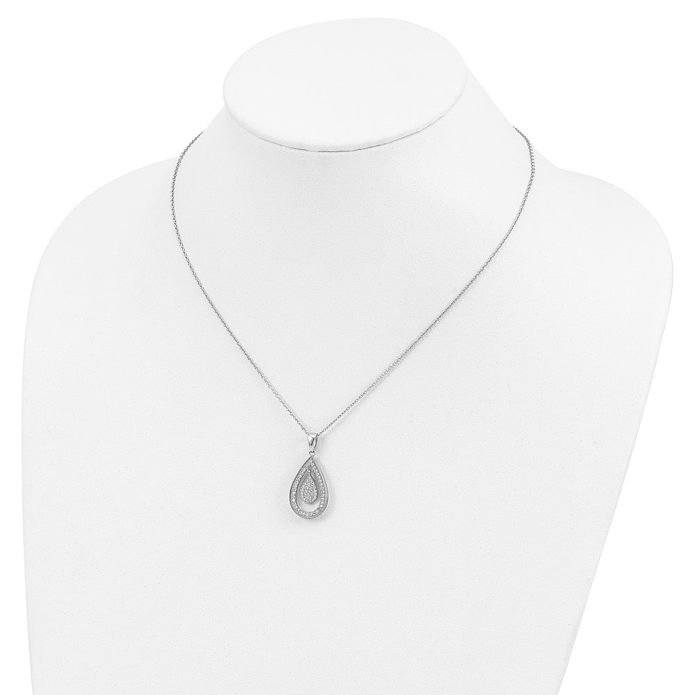 FJC Finejewelers 925 Sterling Silver Cable Brilliant Embers  CZ Teardrop Necklace 20 Inches x 15 mm