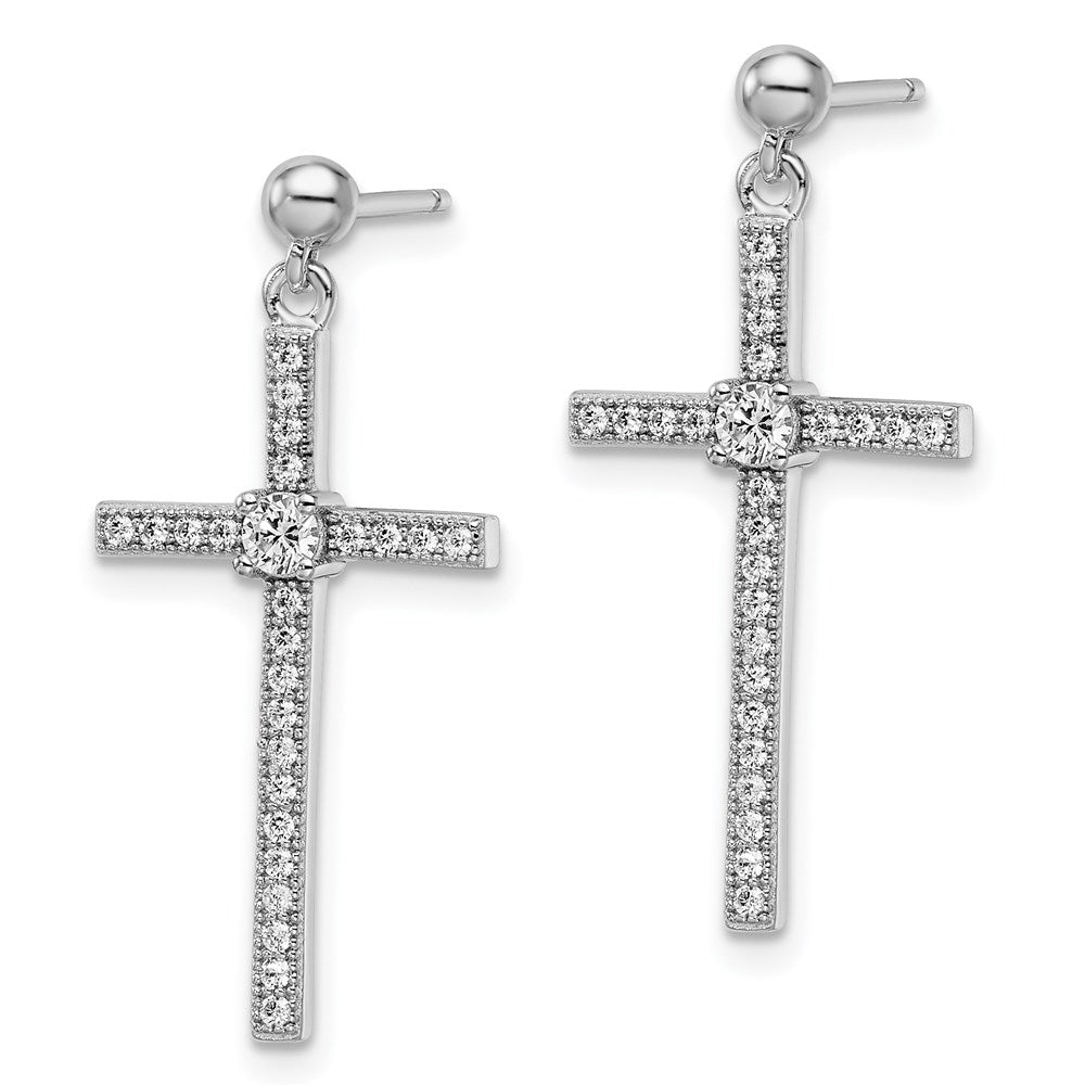 FJC Finejewelers 925 Sterling Silver Brilliant Embers Rhodium Plated CZ Cross Dangle Earrings 26 x 13 mm