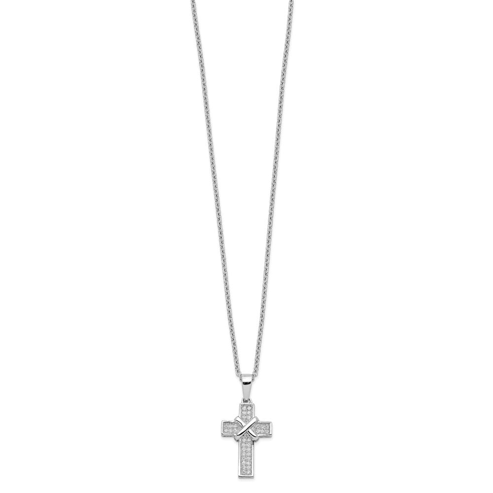 FJC Finejewelers 925 Sterling Silver Brilliant Embers Rhodium Plated CZ Polished Cross Necklace 13 mm