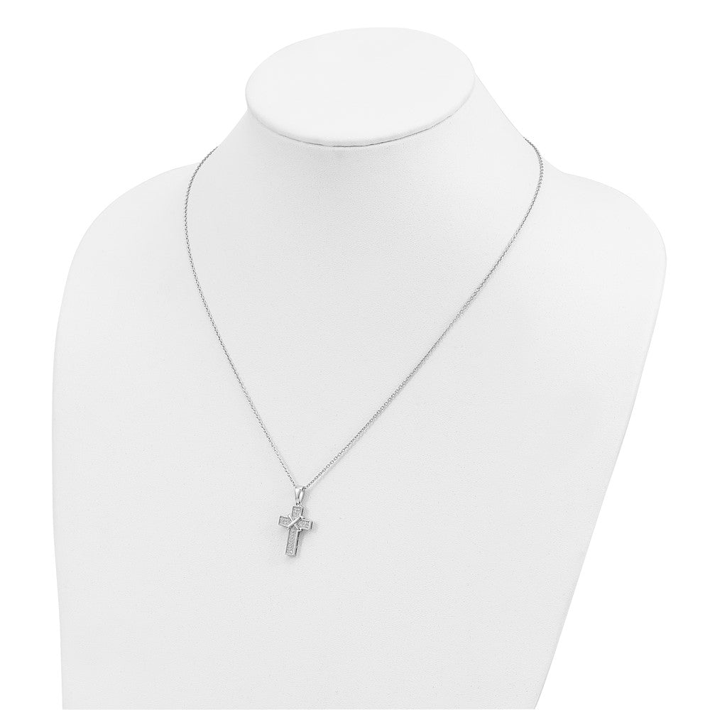 FJC Finejewelers 925 Sterling Silver Brilliant Embers Rhodium Plated CZ Polished Cross Necklace 13 mm