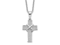 FJC Finejewelers 925 Sterling Silver Brilliant Embers Rhodium Plated CZ Polished Cross Necklace 13 mm