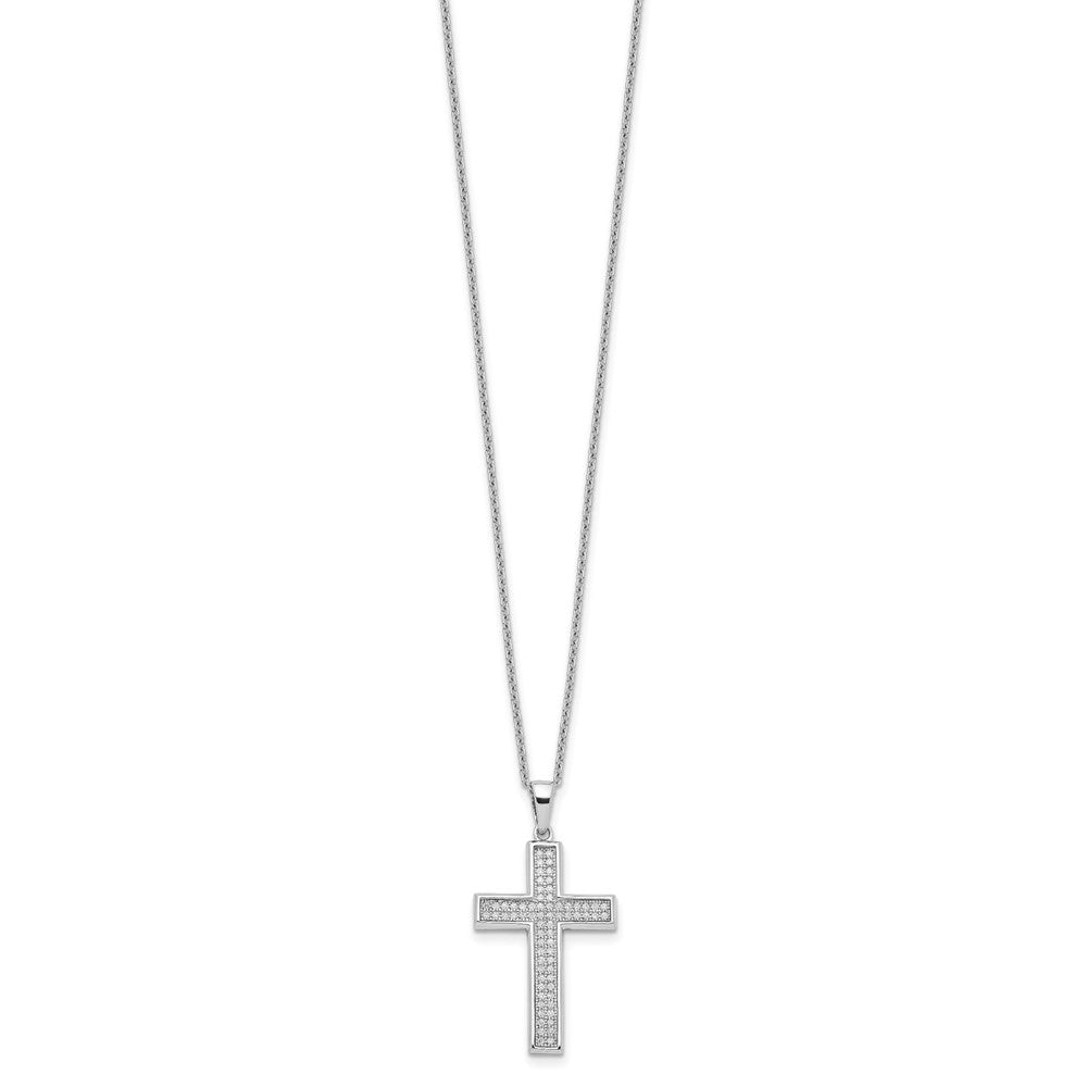 FJC Finejewelers 925 Sterling Silver Cable Brilliant Embers  CZ Polished Cross Necklace 19 mm