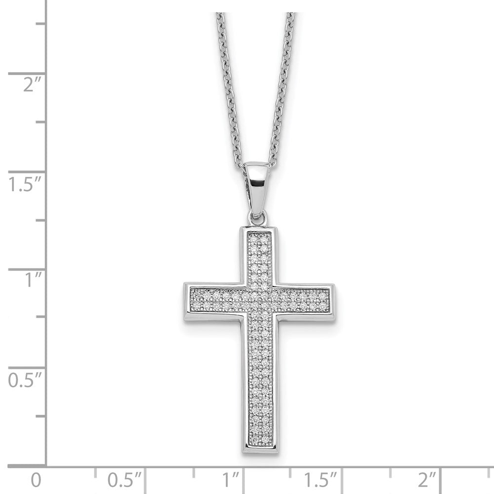 FJC Finejewelers 925 Sterling Silver Cable Brilliant Embers  CZ Polished Cross Necklace 19 mm