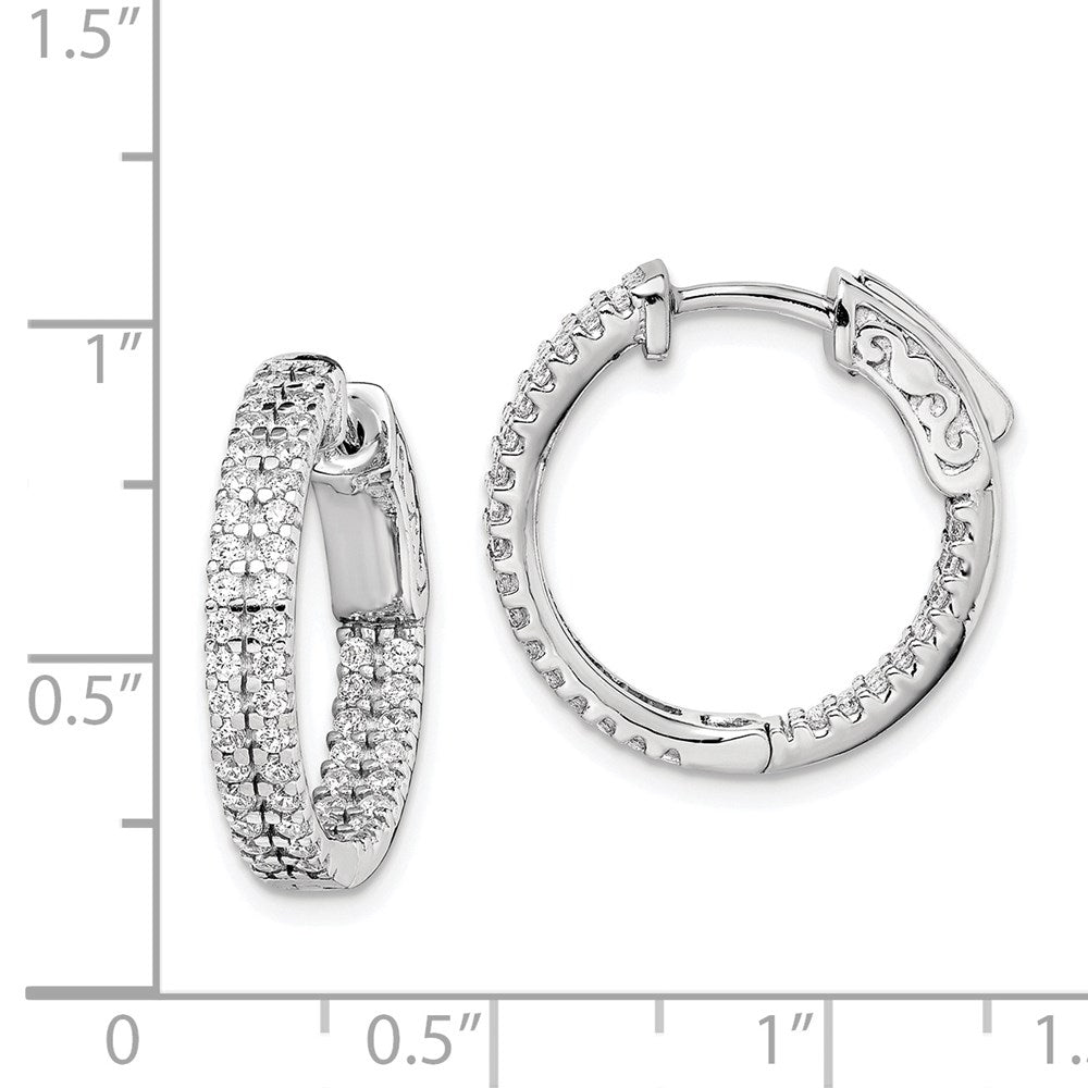FJC Finejewelers 925 Sterling Silver Rhodium Plated Pavé CZ In and Out Hoop Earrings 19 x 19 mm