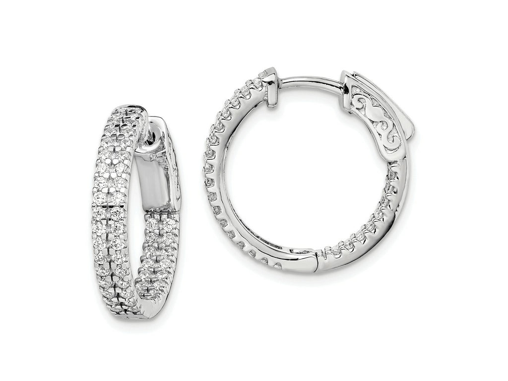 FJC Finejewelers 925 Sterling Silver Rhodium Plated Pavé CZ In and Out Hoop Earrings 19 x 19 mm