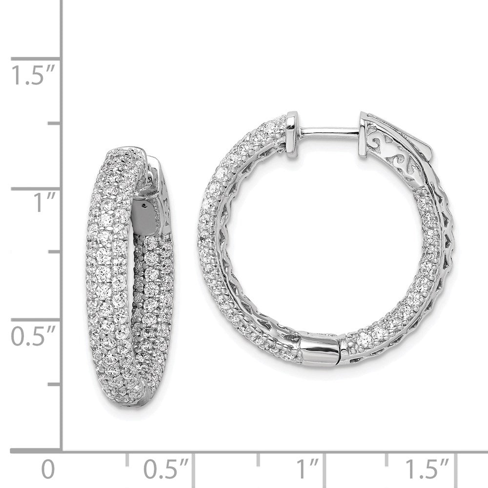 FJC Finejewelers 925 Sterling Silver Rhodium Plated Pavé CZ In and Out Hoop Earrings 25 x 24 mm