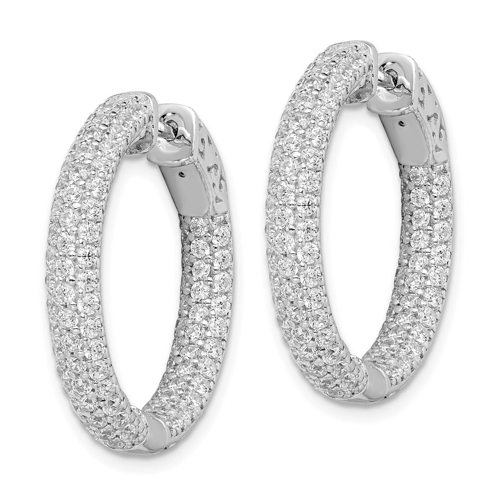 FJC Finejewelers 925 Sterling Silver Rhodium Plated Pavé CZ In and Out Hoop Earrings 25 x 24 mm