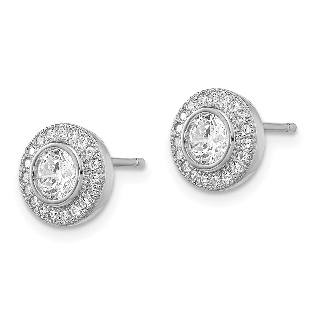 FJC Finejewelers 925 Sterling Silver Button Brilliant Embers Rhodium Plated CZ Post Earrings 9 x 9 mm