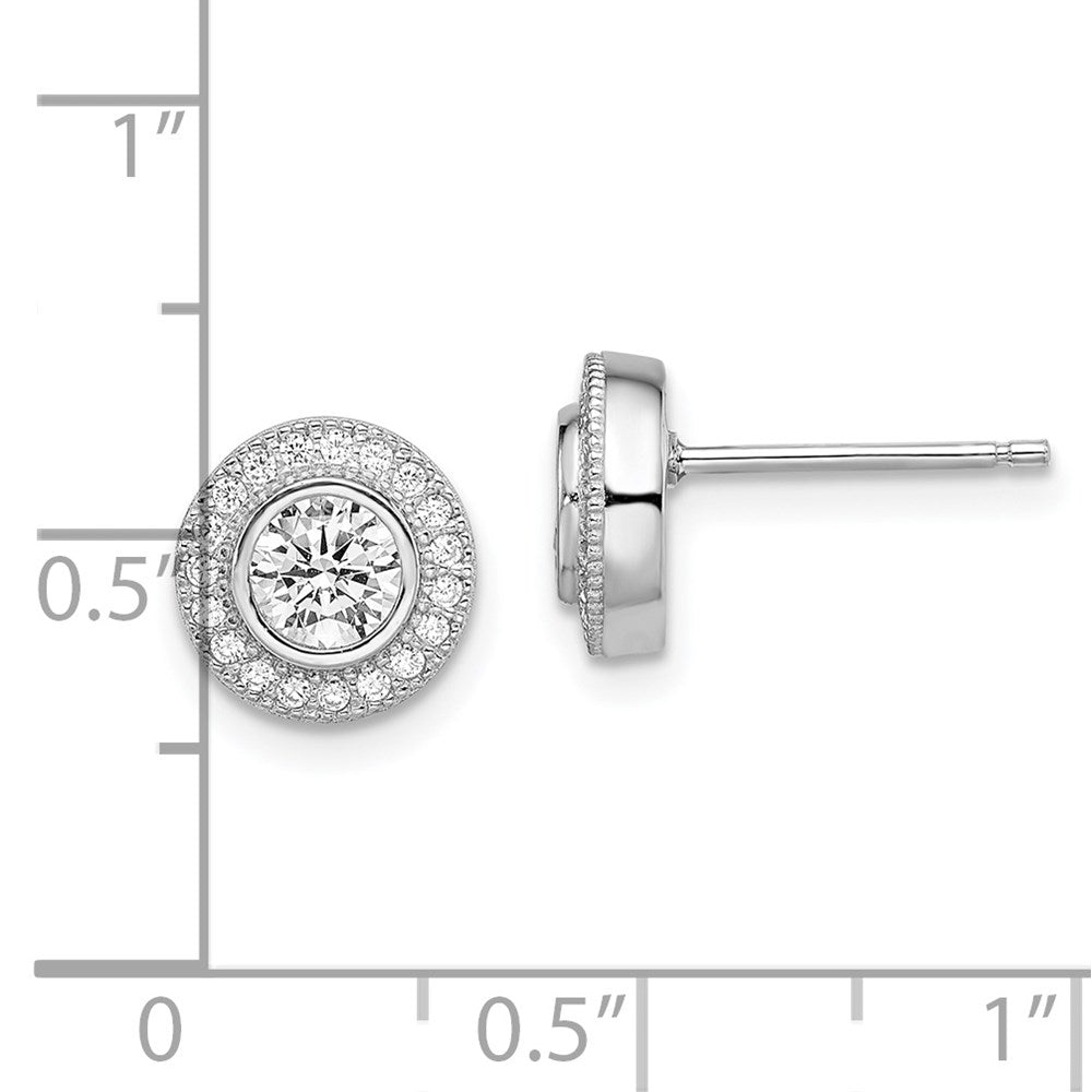 FJC Finejewelers 925 Sterling Silver Button Brilliant Embers Rhodium Plated CZ Post Earrings 9 x 9 mm