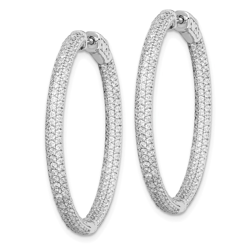 FJC Finejewelers 925 Sterling Silver Rhodium Plated CZ In and Out Hinged Hoop Earrings 37 x 36 mm