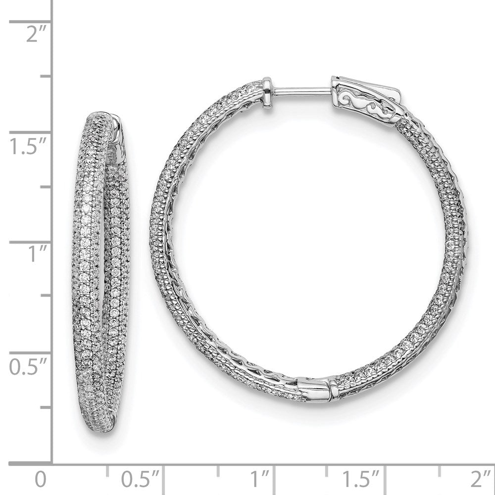 FJC Finejewelers 925 Sterling Silver Rhodium Plated CZ In and Out Hinged Hoop Earrings 37 x 36 mm