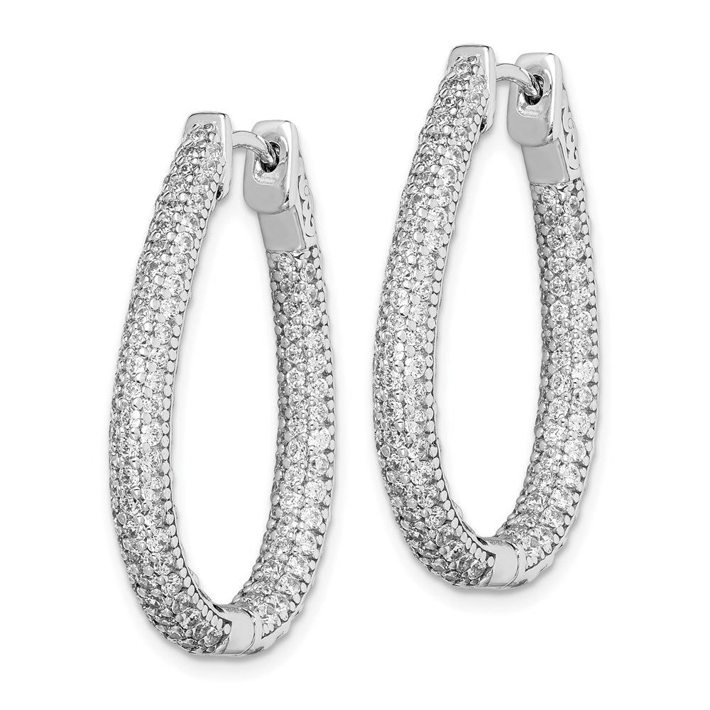 FJC Finejewelers 925 Sterling Silver Rhodium Plated CZ Teardrop Hinged Hoop Earrings 33 x 25 mm