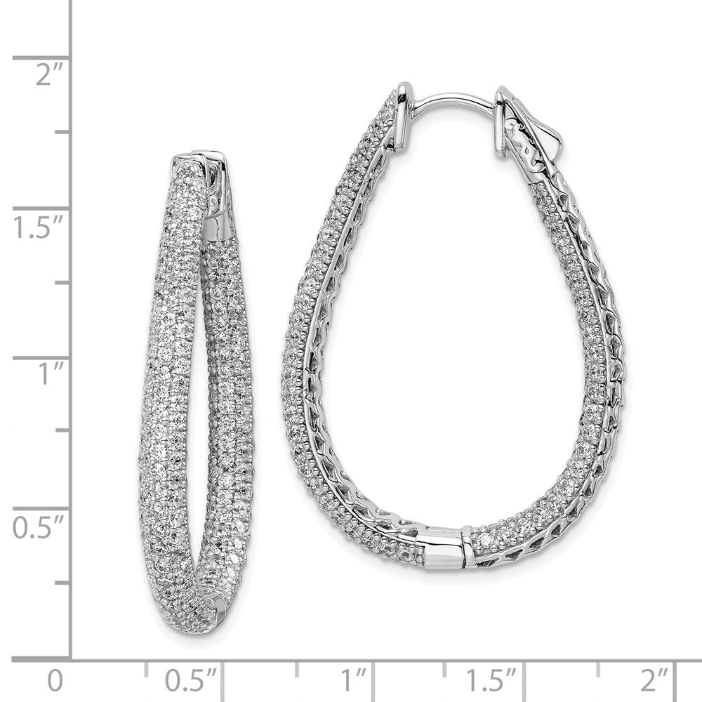 FJC Finejewelers 925 Sterling Silver Rhodium Plated CZ Teardrop Hinged Hoop Earrings 41 x 29 mm