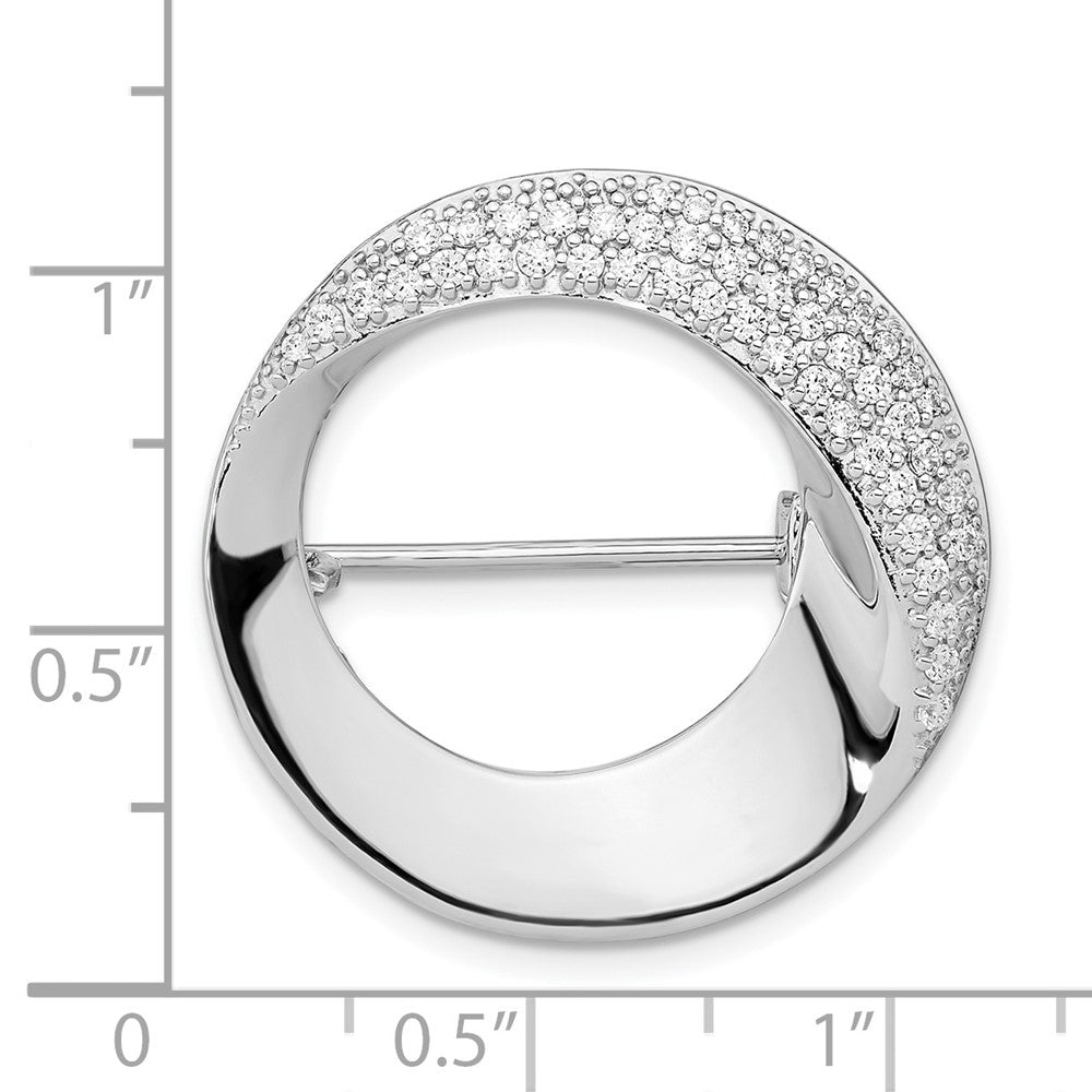 FJC Finejewelers 925 Sterling Silver Rhodium Plated Polished CZ Circle Pin Brooch 26 x 26 mm