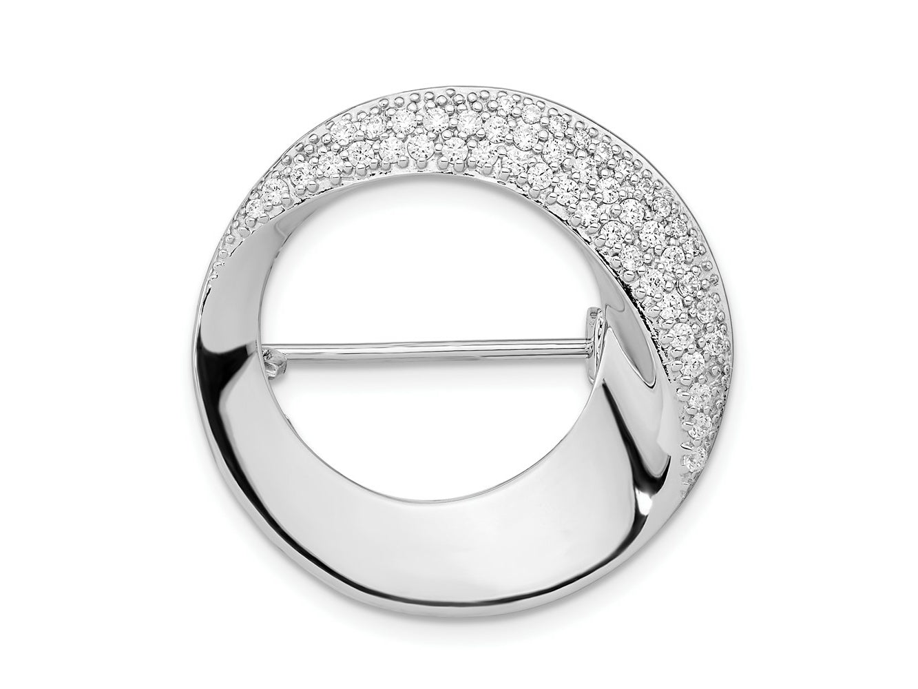 FJC Finejewelers 925 Sterling Silver Rhodium Plated Polished CZ Circle Pin Brooch 26 x 26 mm