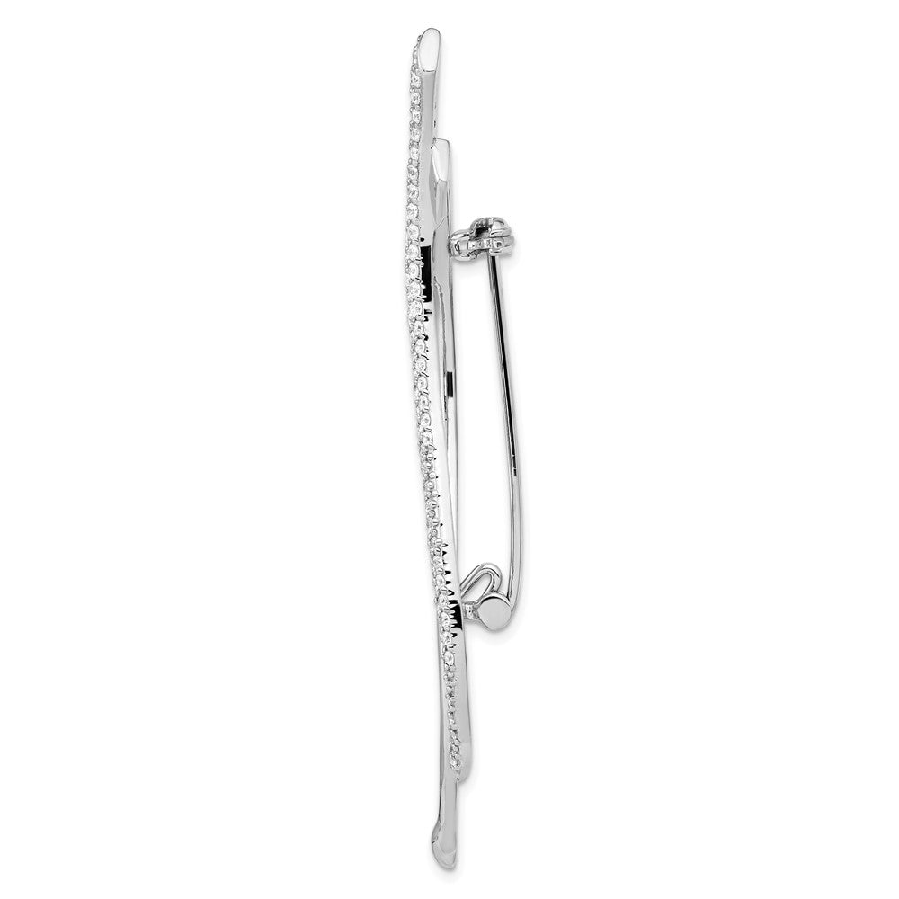 FJC Finejewelers 925 Sterling Silver Rhodium Plated CZ Fancy Curved Pin Brooch 75 x 6 mm
