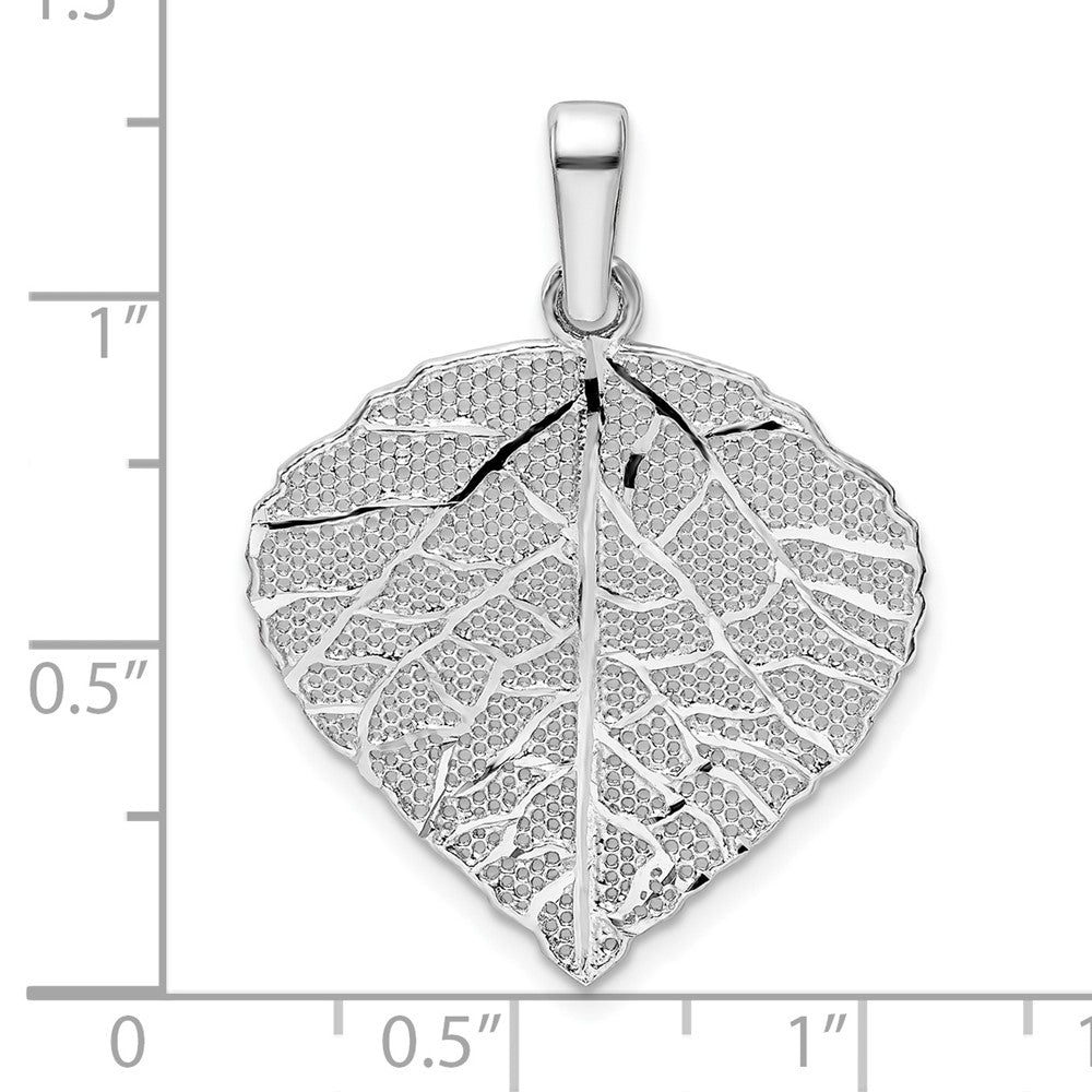 FJC Finejewelers 925 Sterling Silver Rhodium Plated Polished and Bright Cut Small Leaf Charm 30 x 27 mm