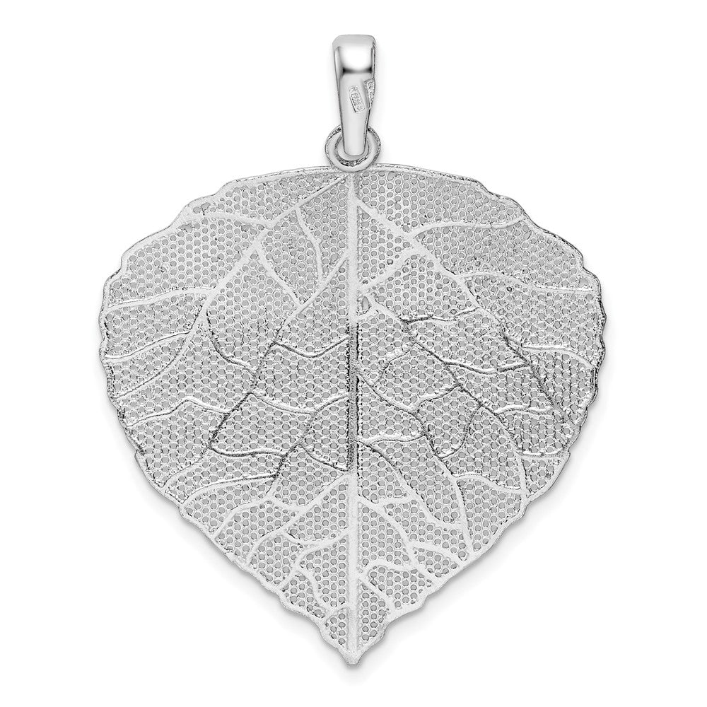 FJC Finejewelers 925 Sterling Silver Rhodium Plated Polished and Bright Cut Lrg Leaf Charm 39 x 32 mm