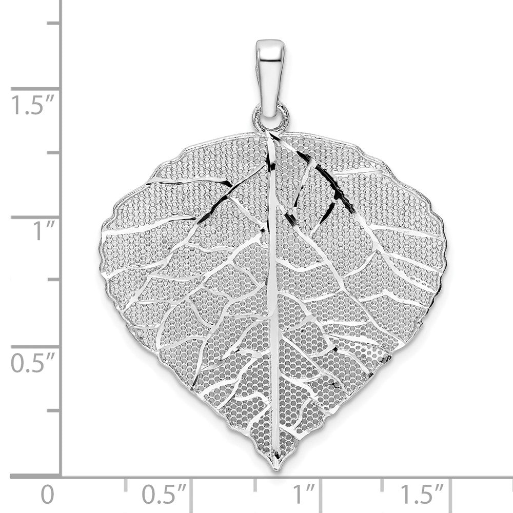 FJC Finejewelers 925 Sterling Silver Rhodium Plated Polished and Bright Cut Lrg Leaf Charm 39 x 32 mm