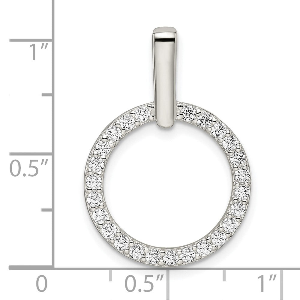 FJC Finejewelers 925 Sterling Silver Fashion Polished CZ Circle Charm 27 x 19 mm