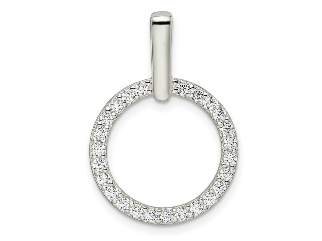 FJC Finejewelers 925 Sterling Silver Fashion Polished CZ Circle Charm 27 x 19 mm