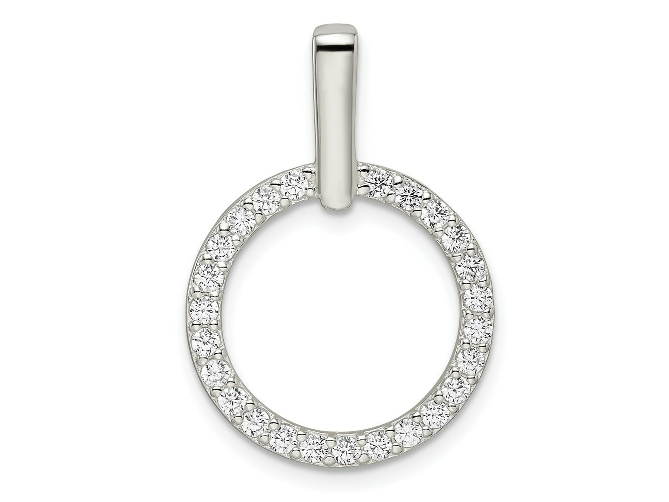 FJC Finejewelers 925 Sterling Silver Fashion Polished CZ Circle Charm 27 x 19 mm