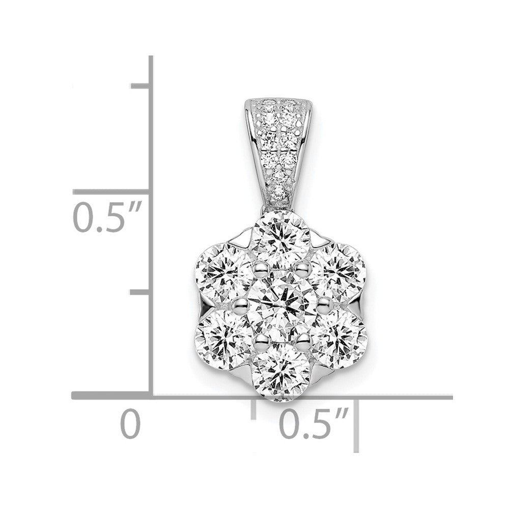 FJC Finejewelers 925 Sterling Silver Polished Rhodium Plated CZ Flower Charm 19 x 11 mm