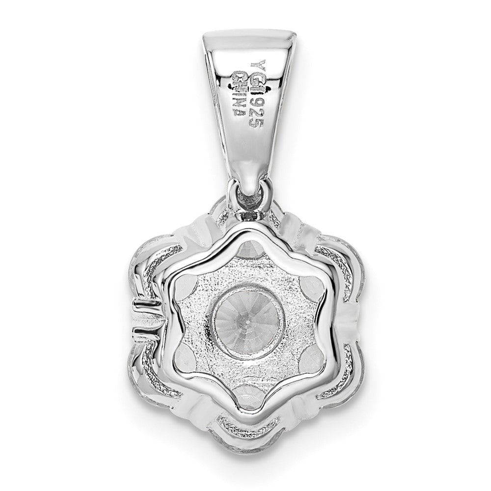 FJC Finejewelers 925 Sterling Silver Polished Rhodium Plated CZ Flower Charm 19 x 11 mm