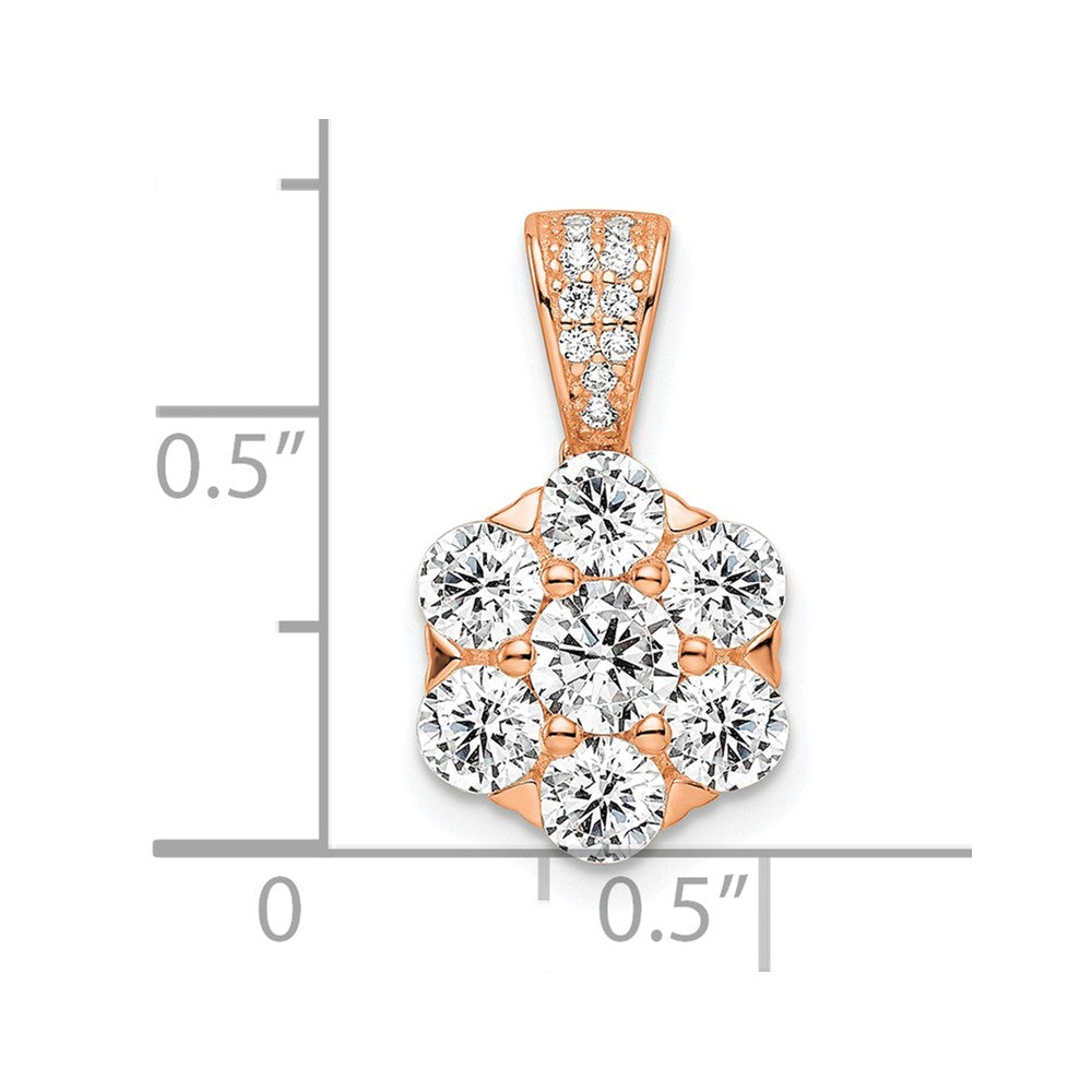 FJC Finejewelers 925 Sterling Silver Polished Rose-tone CZ Flower Charm 19 x 11 mm