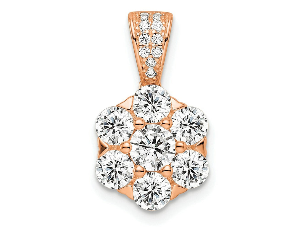 FJC Finejewelers 925 Sterling Silver Polished Rose-tone CZ Flower Charm 19 x 11 mm