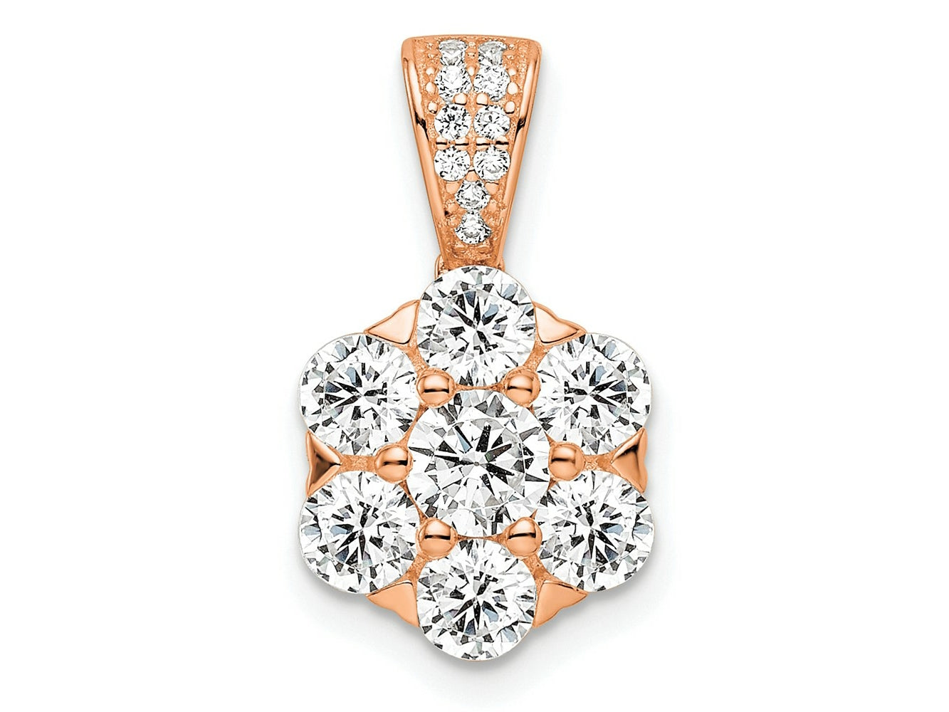 FJC Finejewelers 925 Sterling Silver Polished Rose-tone CZ Flower Charm 19 x 11 mm