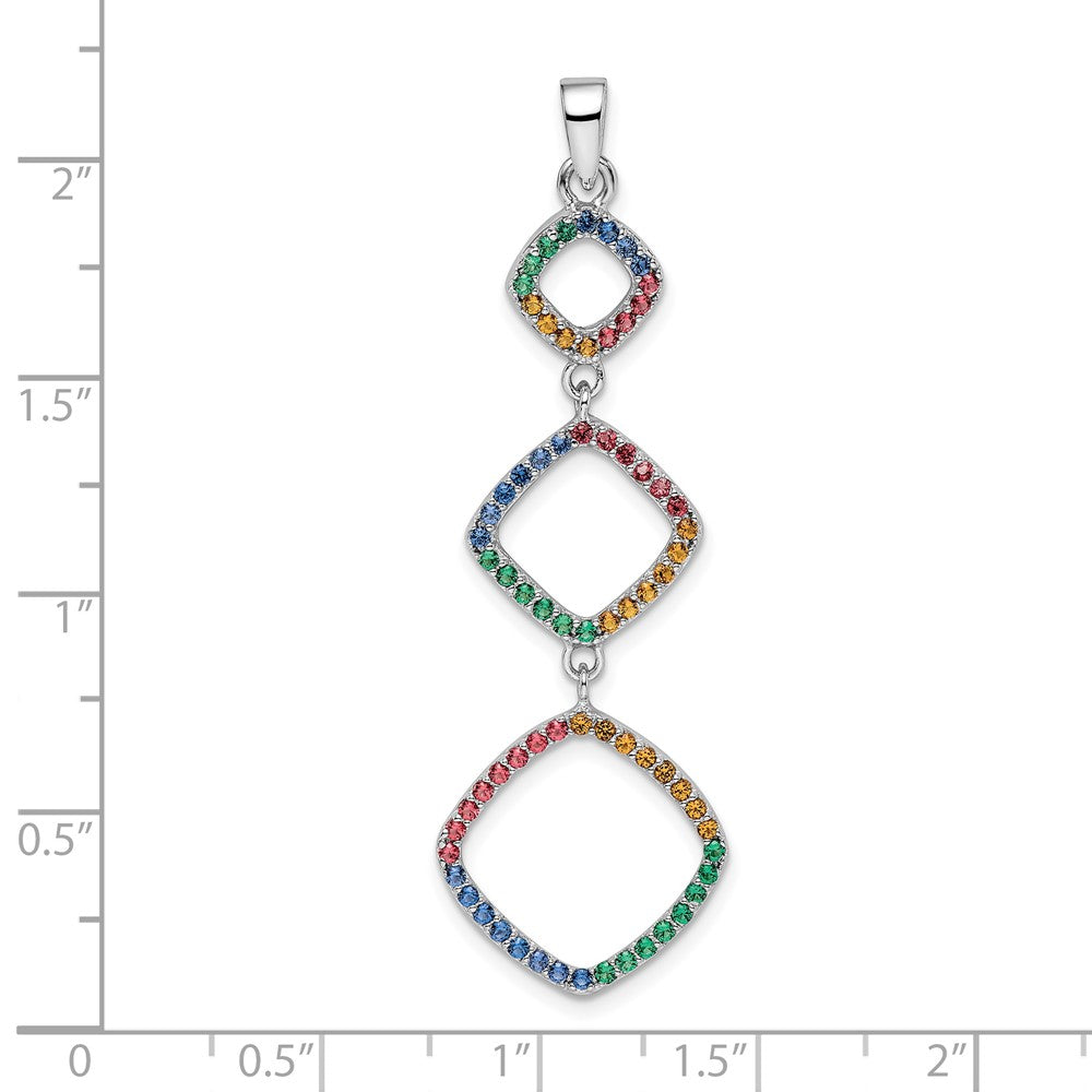 FJC Finejewelers 925 Sterling Silver Fashion Rhodium Plated Multi-color Nano Crystal Charm 50 x 16 mm