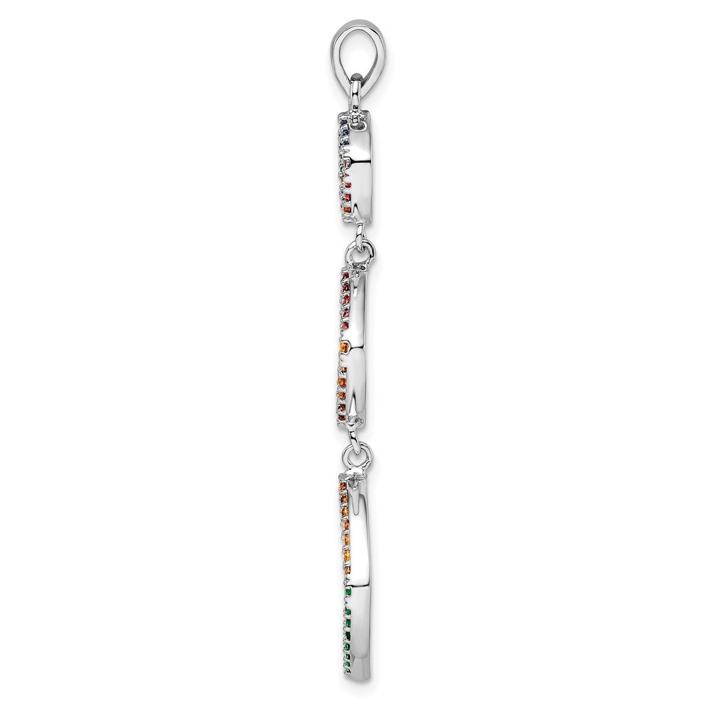 FJC Finejewelers 925 Sterling Silver Fashion Rhodium Plated Multi-color Nano Crystal Charm 50 x 16 mm