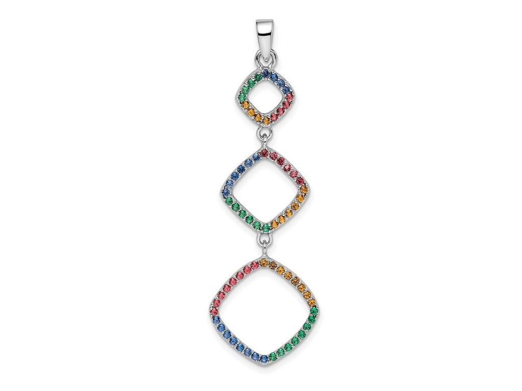 FJC Finejewelers 925 Sterling Silver Fashion Rhodium Plated Multi-color Nano Crystal Charm 50 x 16 mm