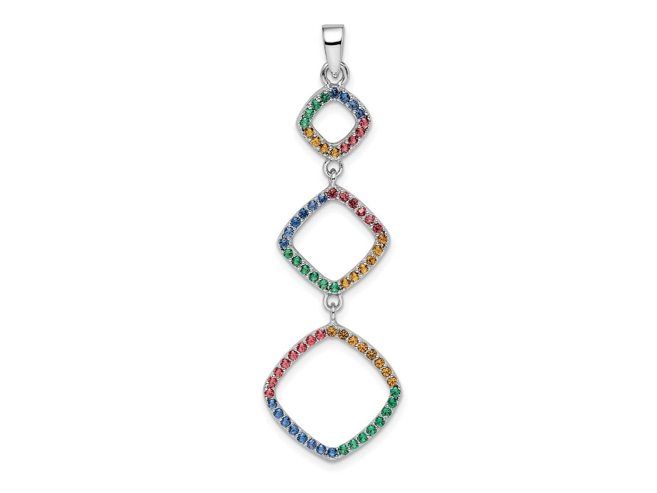 FJC Finejewelers 925 Sterling Silver Fashion Rhodium Plated Multi-color Nano Crystal Charm 50 x 16 mm