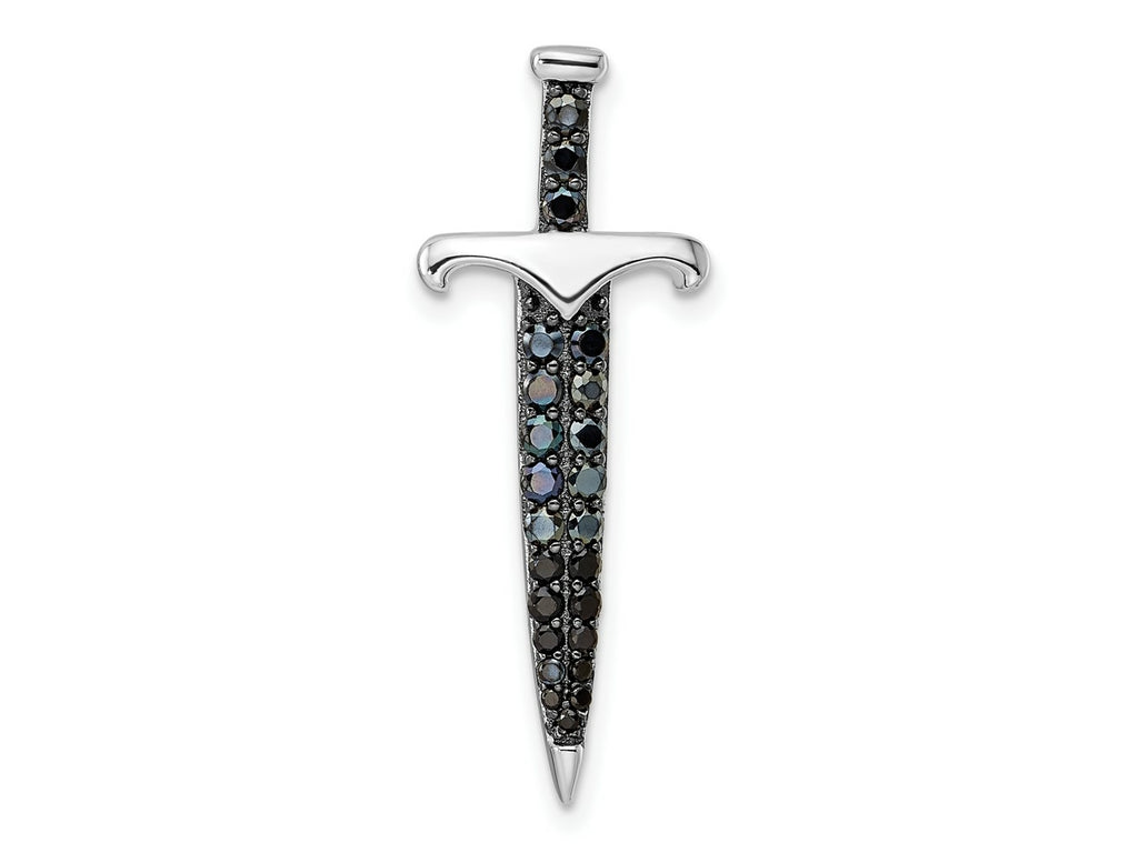 FJC Finejewelers 925 Sterling Silver Black/White Rhodium Plated Black CZ Sword Charm 31 x 12 mm