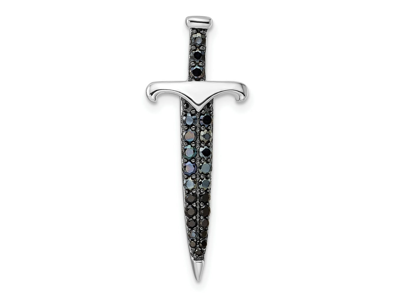 FJC Finejewelers 925 Sterling Silver Black/White Rhodium Plated Black CZ Sword Charm 31 x 12 mm