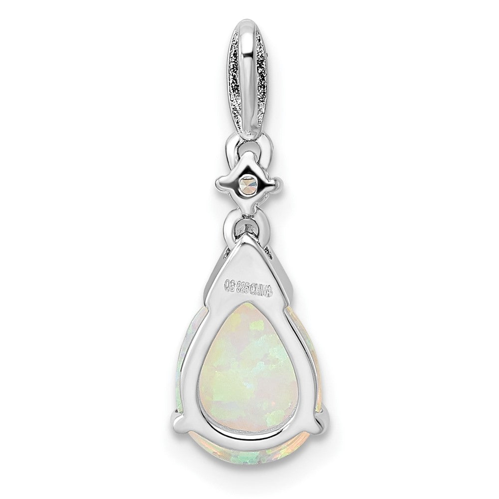 FJC Finejewelers 925 Sterling Silver Stone  Polished CZ and Synthetic Opal Charm 18 x 7 mm