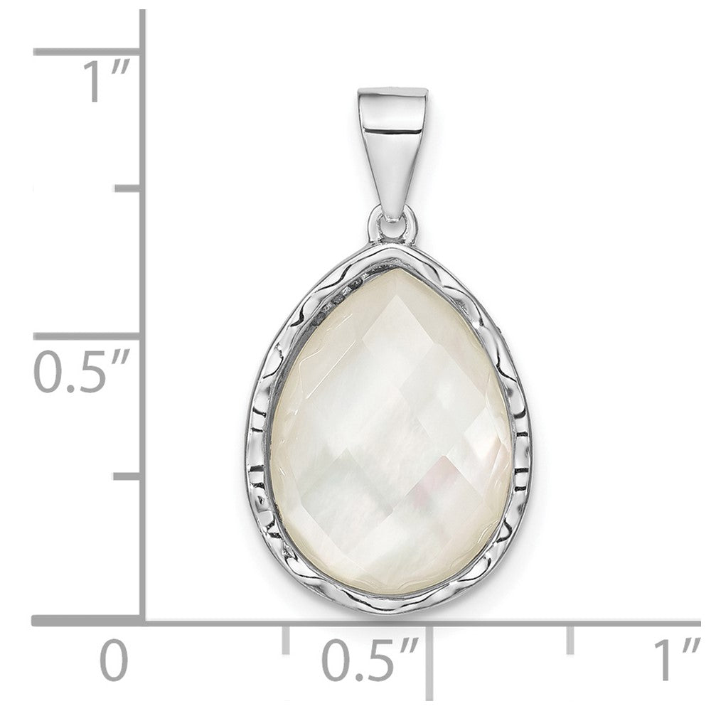 FJC Finejewelers 925 Sterling Silver Fashion Rhodium Plated Glass Teardrop Charm 24 x 13 mm