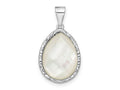 FJC Finejewelers 925 Sterling Silver Fashion Rhodium Plated Glass Teardrop Charm 24 x 13 mm