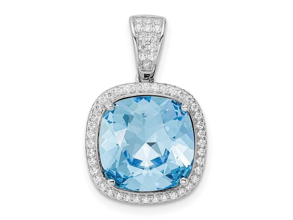 FJC Finejewelers 925 Sterling Silver Rhodium Plated CZ and Blue Crystal Charm 22 x 15 mm