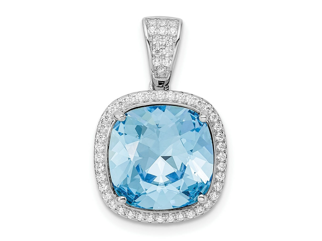 FJC Finejewelers 925 Sterling Silver Rhodium Plated CZ and Blue Crystal Charm 22 x 15 mm