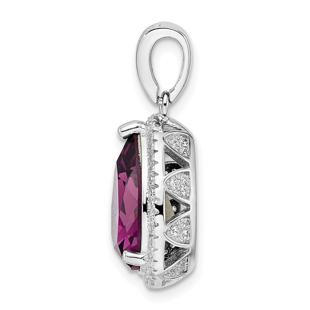 FJC Finejewelers 925 Sterling Silver Rhodium Plated CZ and Dk Purple Crystal Charm 27 x 13 mm