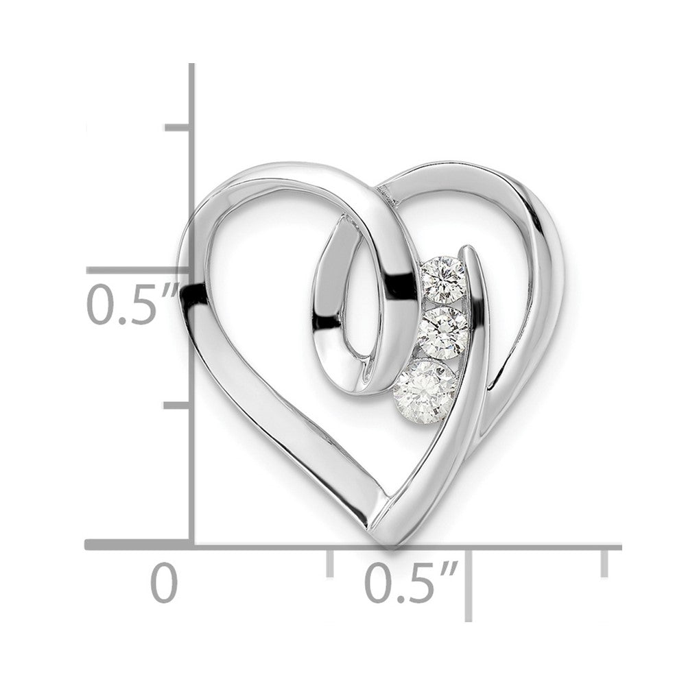 FJC Finejewelers 925 Sterling Silver Rhodium Plated CZ Fancy Heart Slide 19 x 18 mm