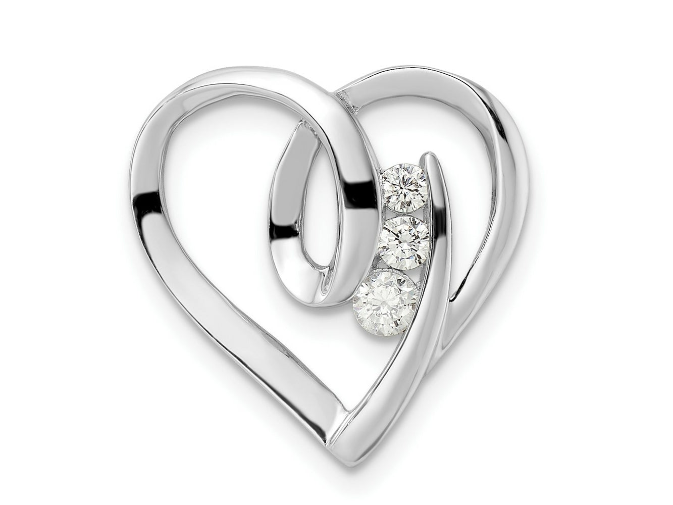FJC Finejewelers 925 Sterling Silver Rhodium Plated CZ Fancy Heart Slide 19 x 18 mm