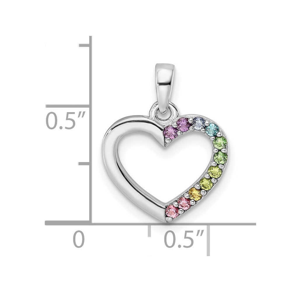 FJC Finejewelers 925 Sterling Silver Rhodium Plated Nano Crystal Heart Charm 18 x 14 mm