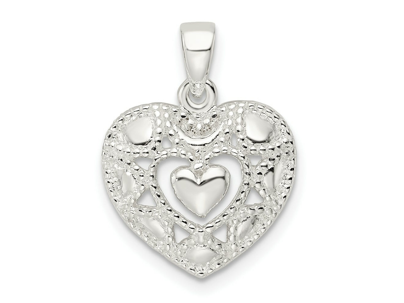 FJC Finejewelers 925 Sterling Silver Polished Heart Charm 21 x 15 mm