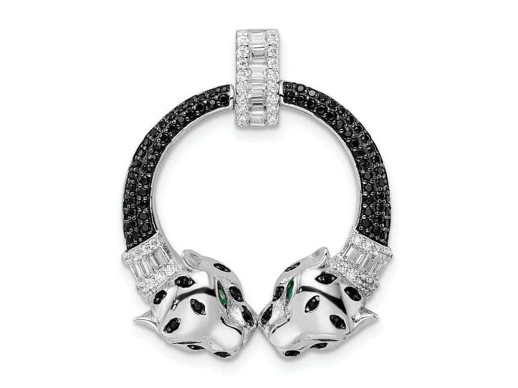 FJC Finejewelers 925 Sterling Silver Rhodium Plated Polished CZ Double Cheetah Head Charm 31 x 24 mm