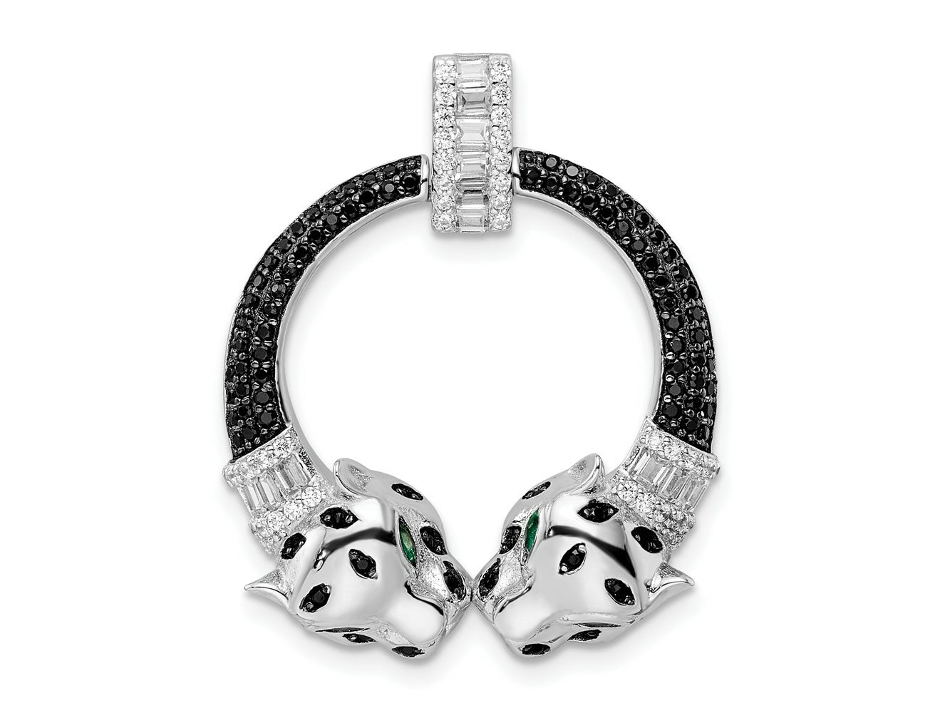 FJC Finejewelers 925 Sterling Silver Rhodium Plated Polished CZ Double Cheetah Head Charm 31 x 24 mm
