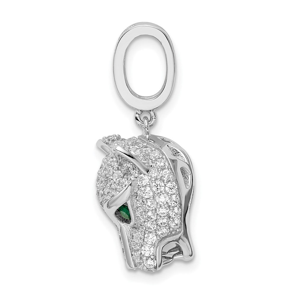 FJC Finejewelers 925 Sterling Silver Rhodium Plated Green and White CZ Panther Charm 25 x 14 mm